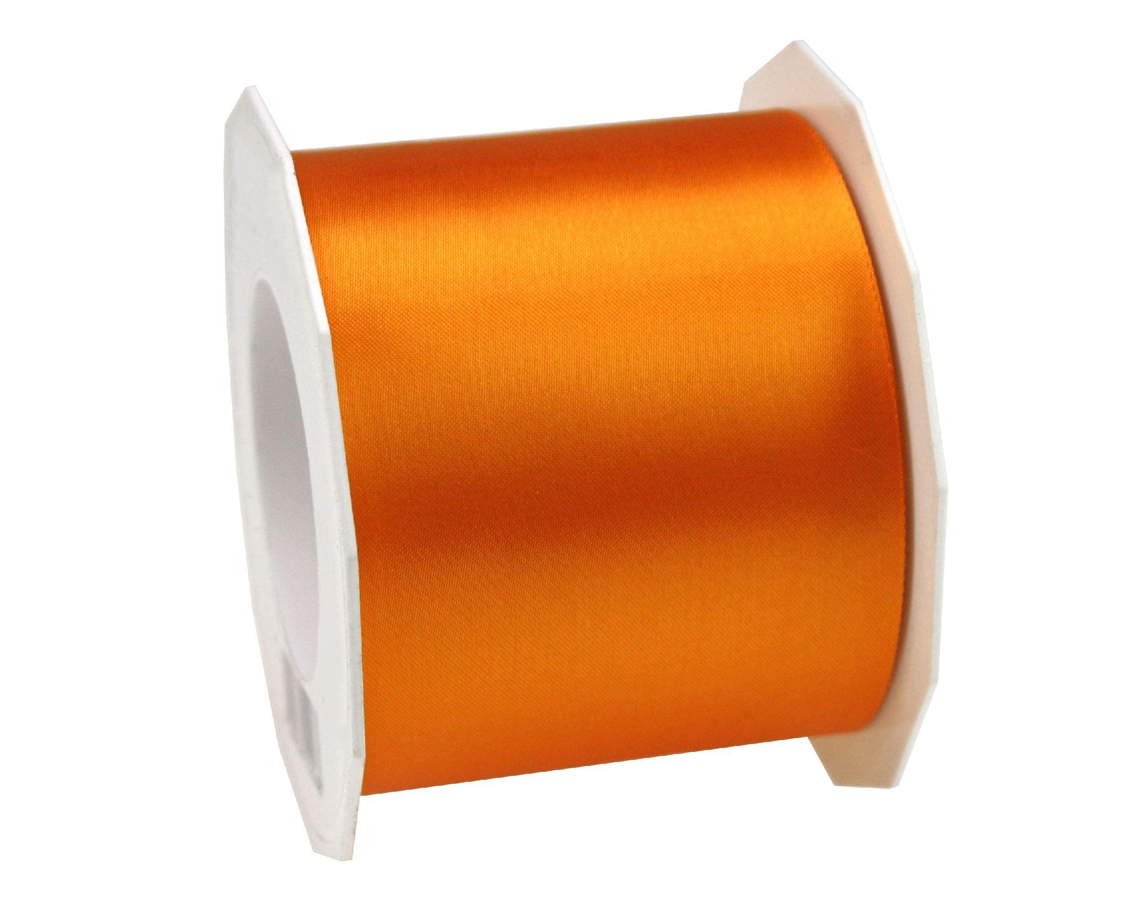 Cinta de satén Sophie naranja (620), 25 m x 72 mm, cinta de satén sin alambre, cinta ancha y suave para decoración de mesa, con brillo unilateral