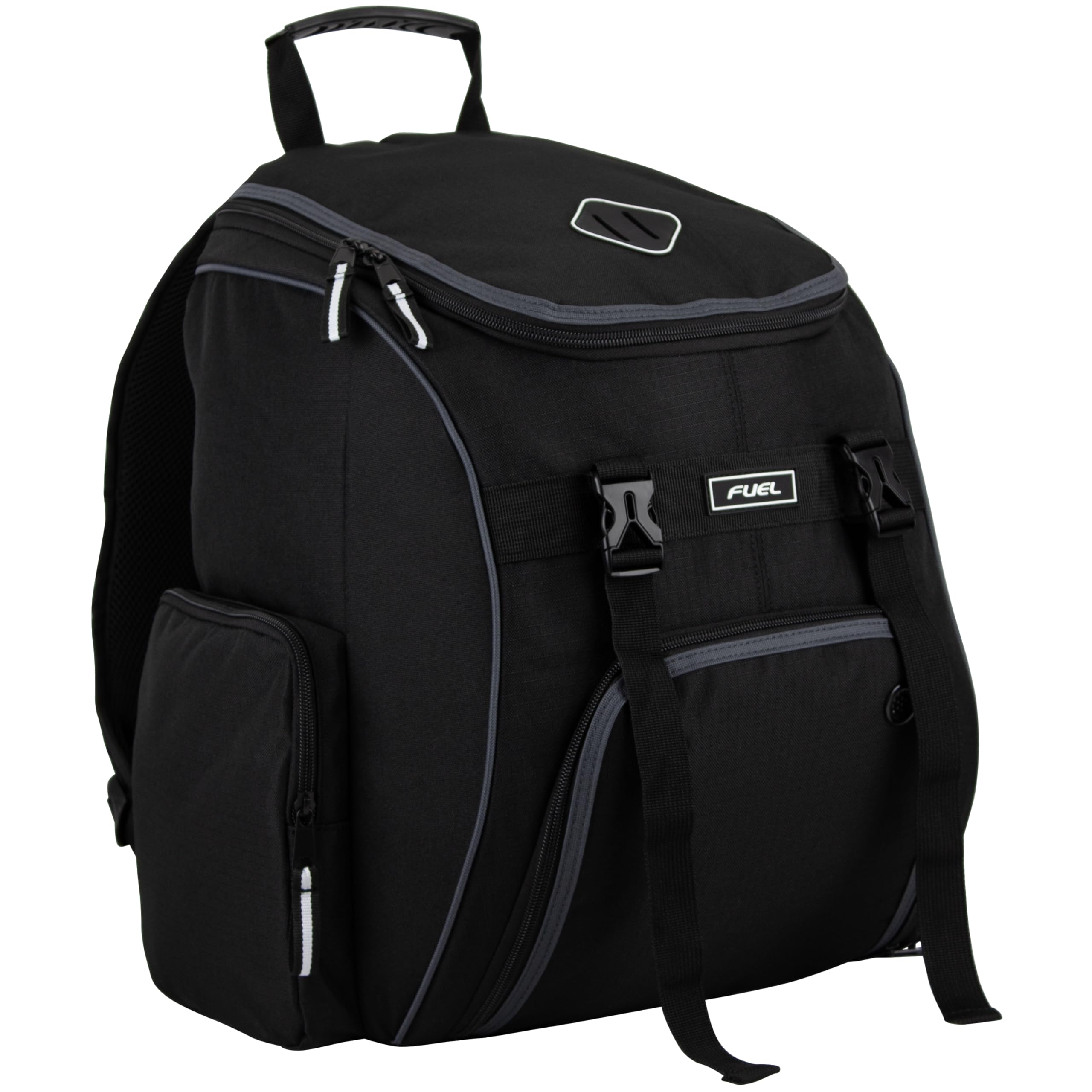 FUEL Oversized Wide Mouth Backpack with Multiple Compartments, Large Storage for Hiking, Work, Classroom, and Traveling - Grey Trim