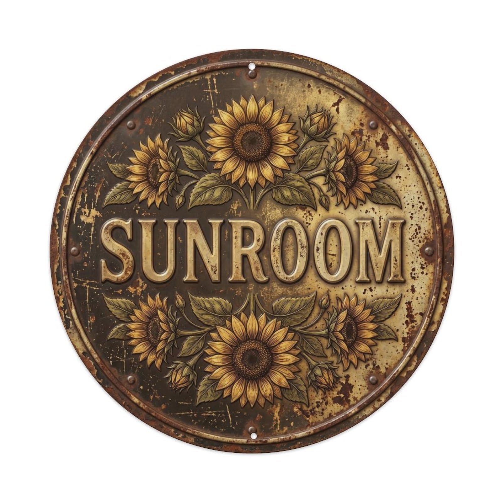 Botanical Floral Room Label Sunroom Sunflower Metal Tin Sign