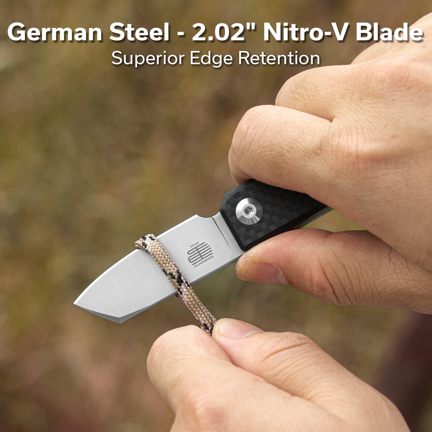 CIVIVI Kukei Mini Pocket Knife, Folding Knife 5.12 CM Nitro-V Blade Carbon Fiber with Black G10 Handle, EDC Knife, Front Flipper Opener C25036-4