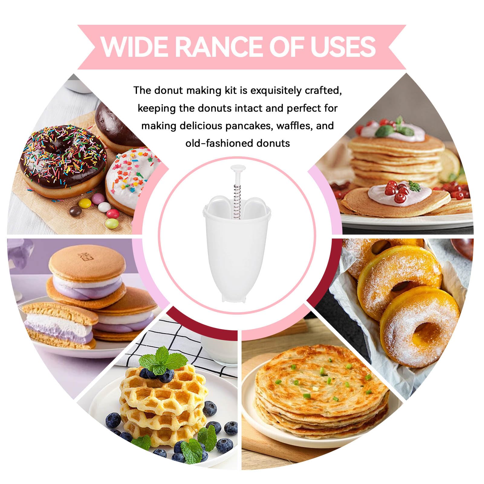 Máquina Para Hacer Rosquillas 2 Uds., Dispensador Manual De Masa Para Rosquillas, Máquina Para Rosquillas, Molde, Herramienta Rosquillera Para Hornear Diy Para Hornear En La Cocina(White)