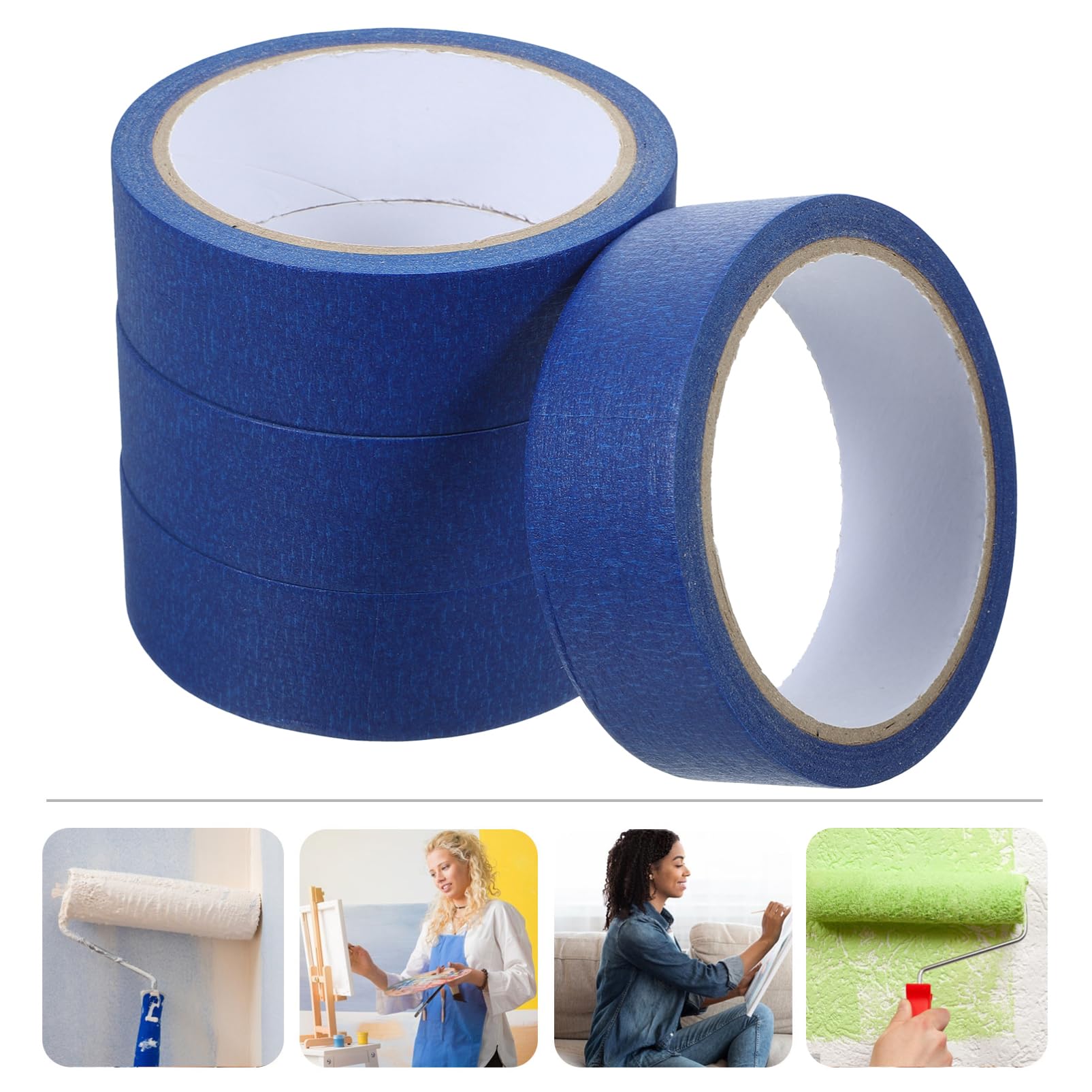 Homoyoyo 4 Rollen Malerkrepp Tiefblaue Abdeckband für Malerarbeiten DIY Bastelprojekte Einfache Handhabung Verschiedenen Oberflächen