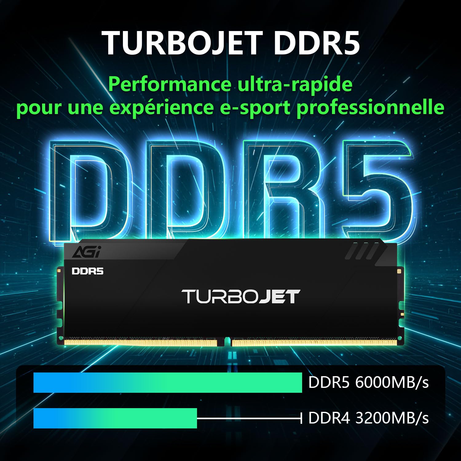 AGI UD858 32Go (2x16Go) DDR5 UDIMM 6000MHz Noir pour Intel XMP AMD Expo