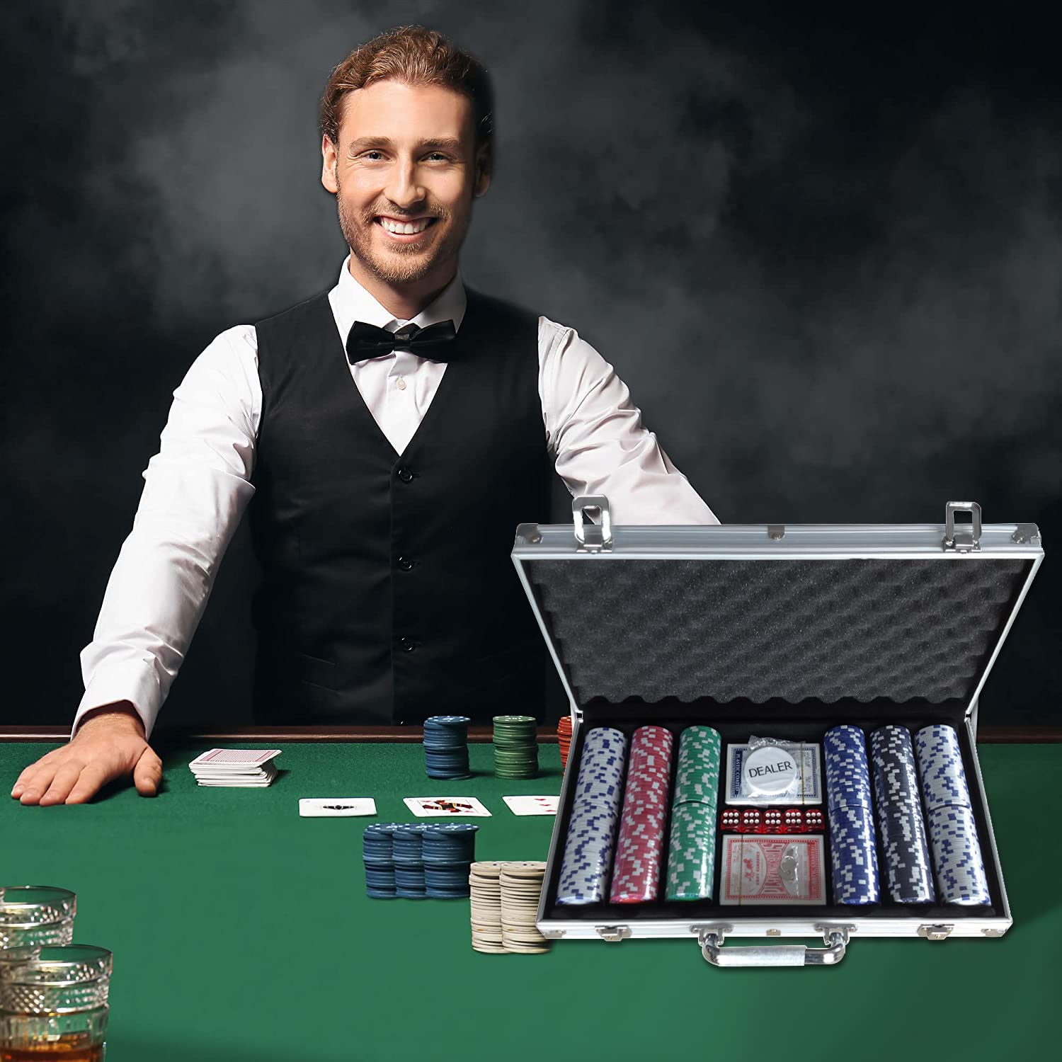 homewell Set da poker, set da poker Set da poker 300 fiches da poker laser Set completo da poker