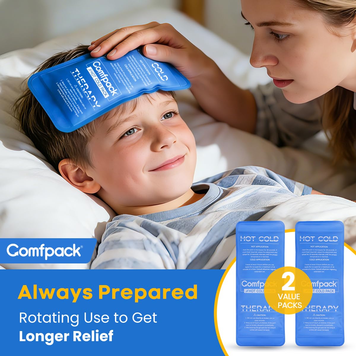 Comfpack Impacchi di ghiaccio riutilizzabili per lesioni, confezione da 2 confezioni di ghiaccio in gel flessibile e morbido, riutilizzabili, per alleviare il dolore muscolare, terapia a freddo per