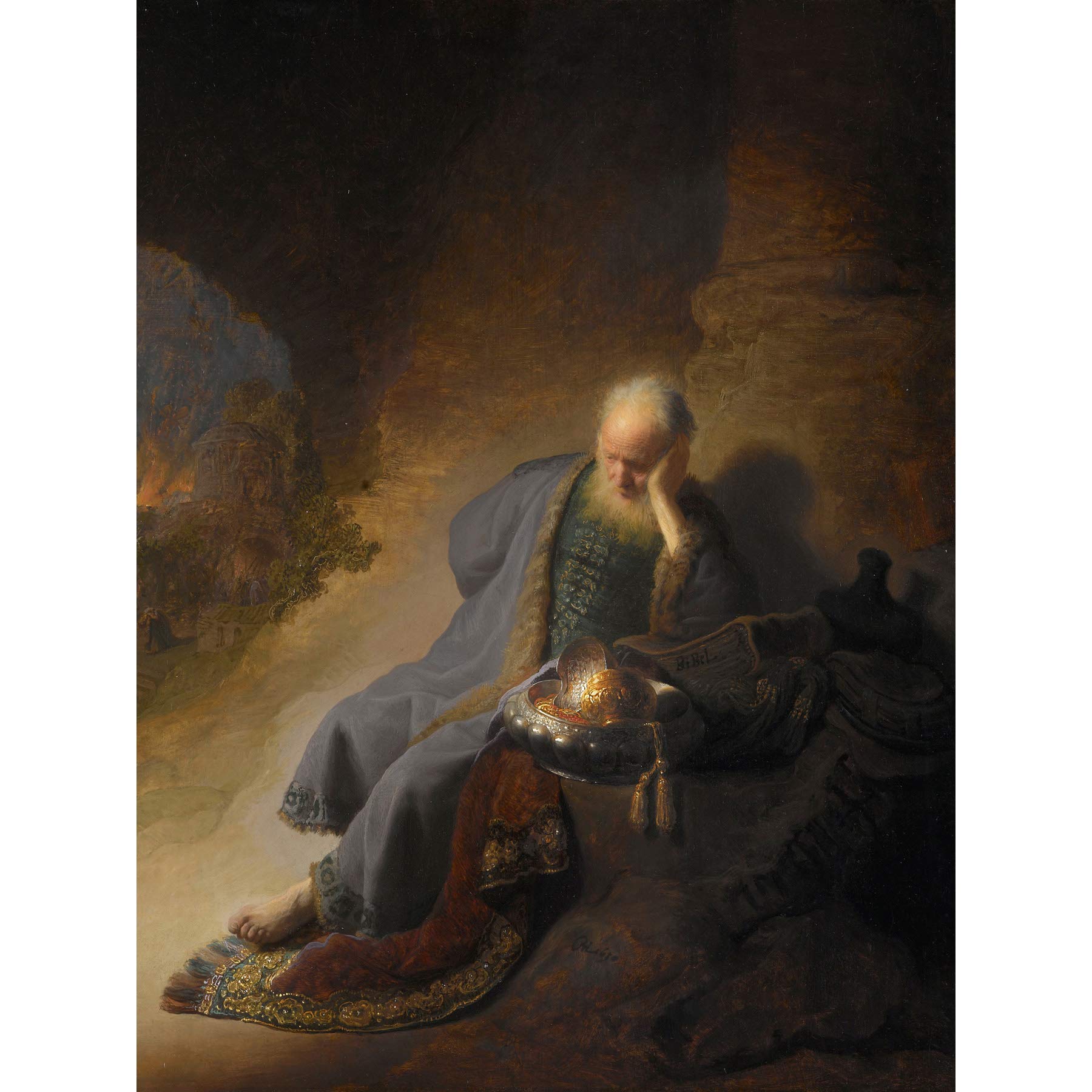 Rembrandt Jeremia Treurend Over De Verwoesting Van Jeruzalem Large Art Print Poster Wall Decor Premium Mural