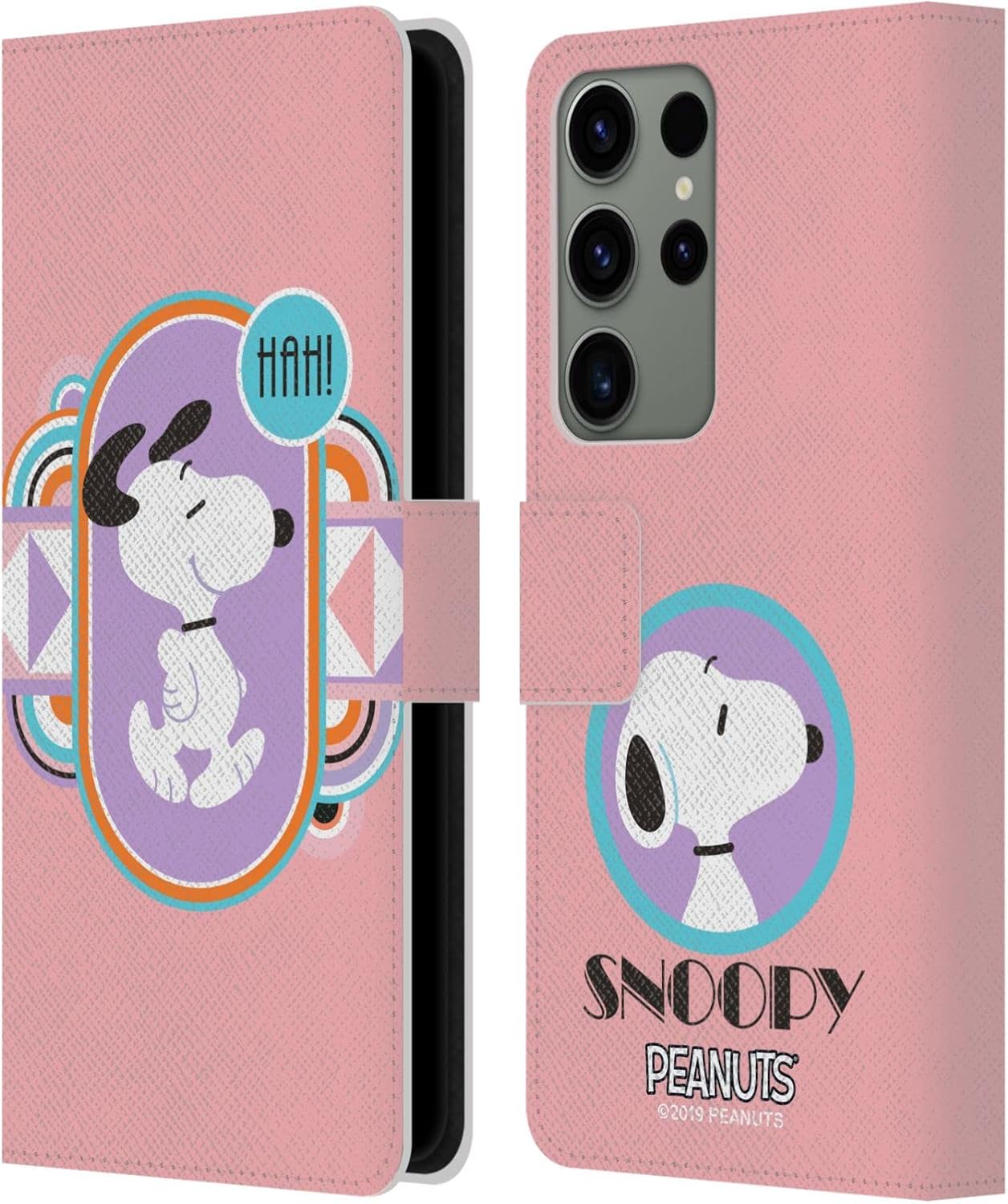 Head Case Designs Officially Licensed Peanuts Pastels Snoopy Deco Dreams Leather Wallet Case Compatible with Samsung Galaxy S23 Ultra 5G