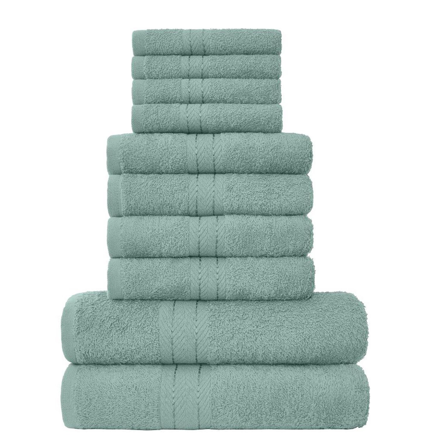 GC GAVENO CAVAILIA Towels Family Bale Set - 10 Piece 100% Egyptian Cotton, 4x Face 4x Hand 2x Bath Towel, Premium Quality Highly Water Absorbent Bathroom Accessories, Machine Washable, Duck Egg