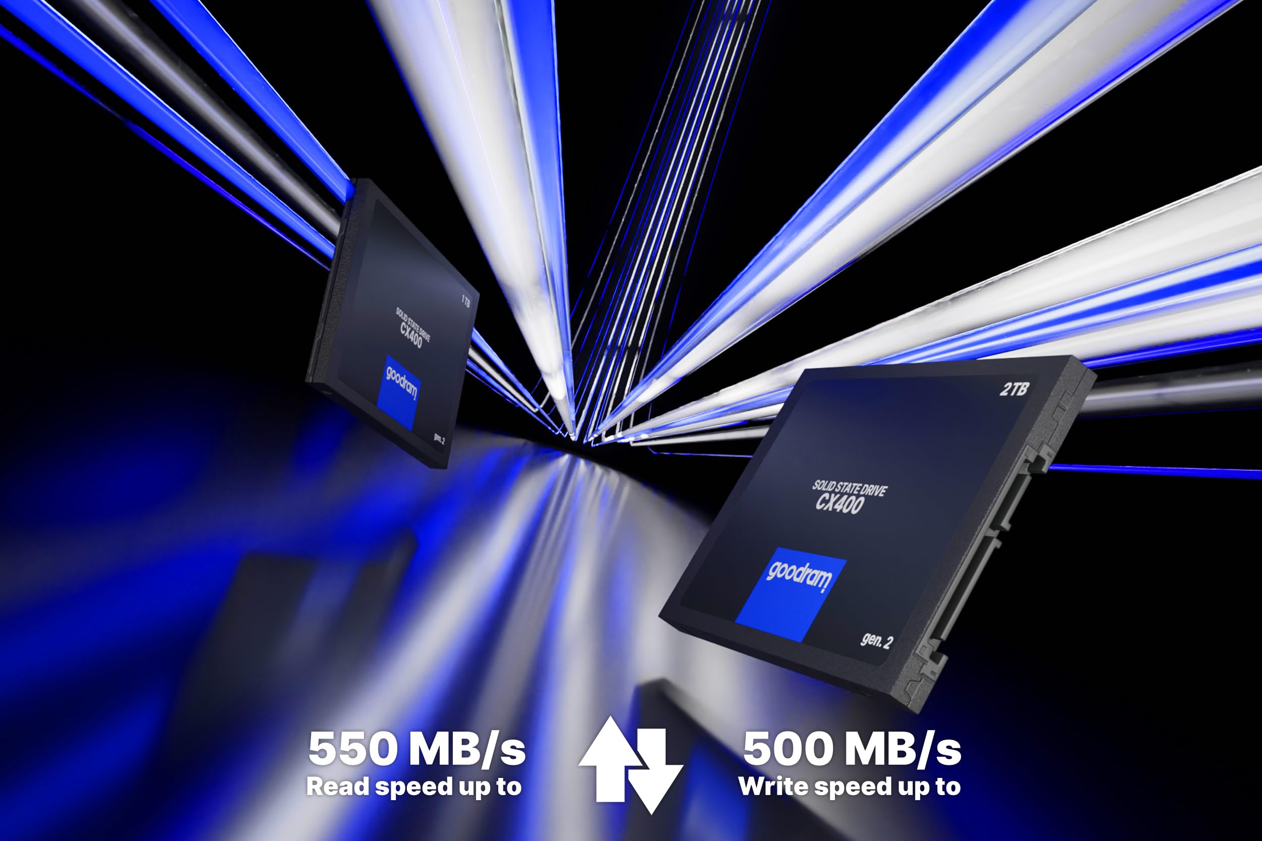 goodram SSD 2TB CX400 Gen.2 2048GB Solid State Drive SSD mit SATA III Interface 3D TLC NAND Flash Speicherchips 2,5 Zoll zur Beschleunigung Ihres PCs bis zu 10 Mal Schwarz 2048 GB 2 TB