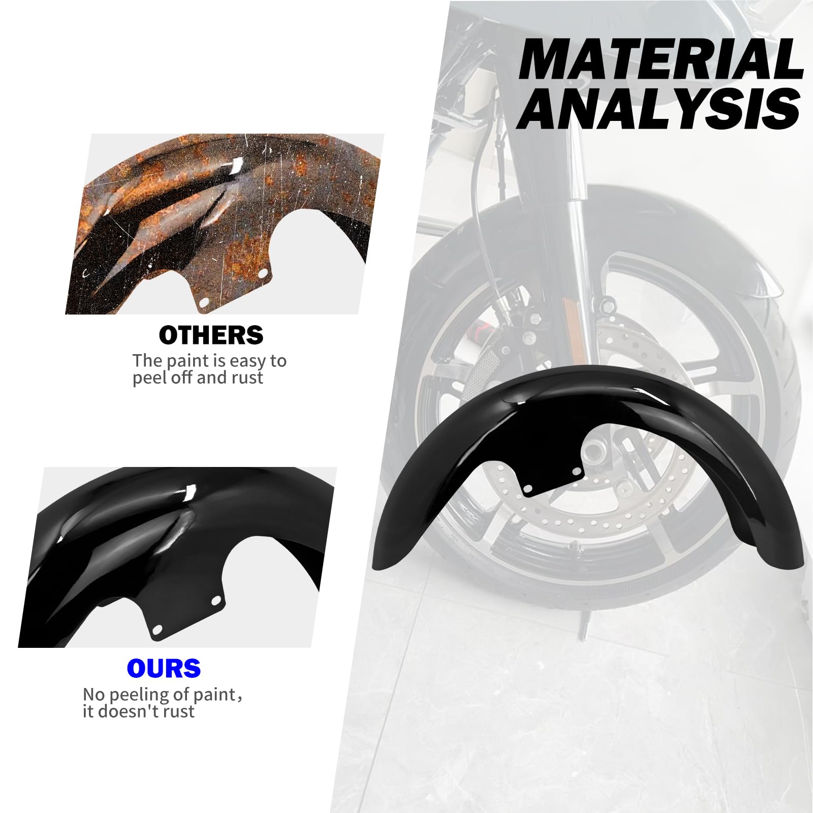 Guardabarros delantero de motocicleta para Harley Touring Electra Road Street Glide Road King Special 2024 en adelante (negro brillante, 19 pulgadas)