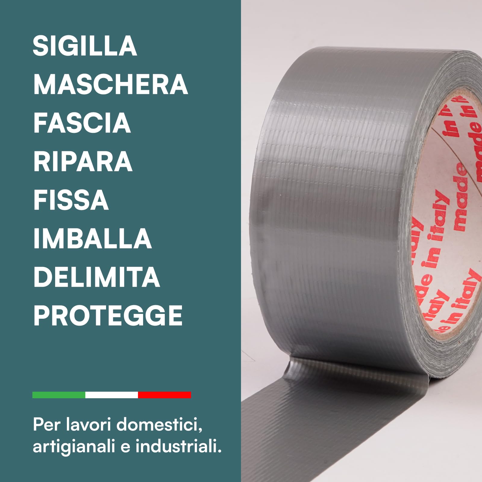 DNK TRADE Nastro Adesivo Telato Americano 50mm x 25m Colore Grigio Isolante e Impermeabile per Riparazioni Professionali e Fai da Te Aderenza Multisuperficie Metallo Plastica e Legno - 2 Rotoli