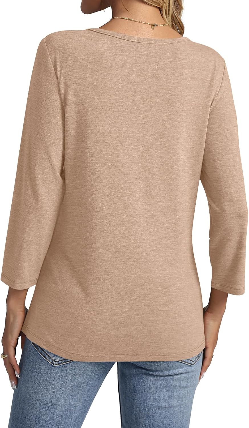 Women's 3/4 Sleeve Shirts V Neck Summer Tops Casual Tunics Tops Basic Tees Blouse Loose Fit - Image 5