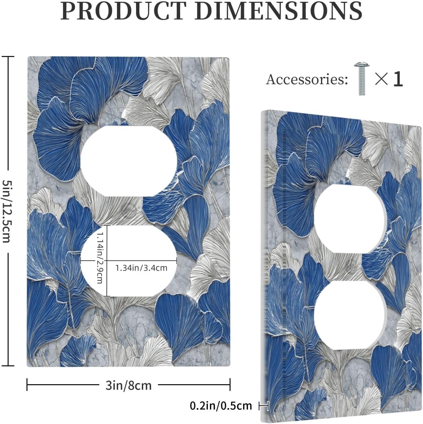 Abstract Blue Marble Plant Leaves Duplex Outlet Decorative Light Switch Covers Electrical Faceplate Switch Plates for Bathroom Kitchen Home