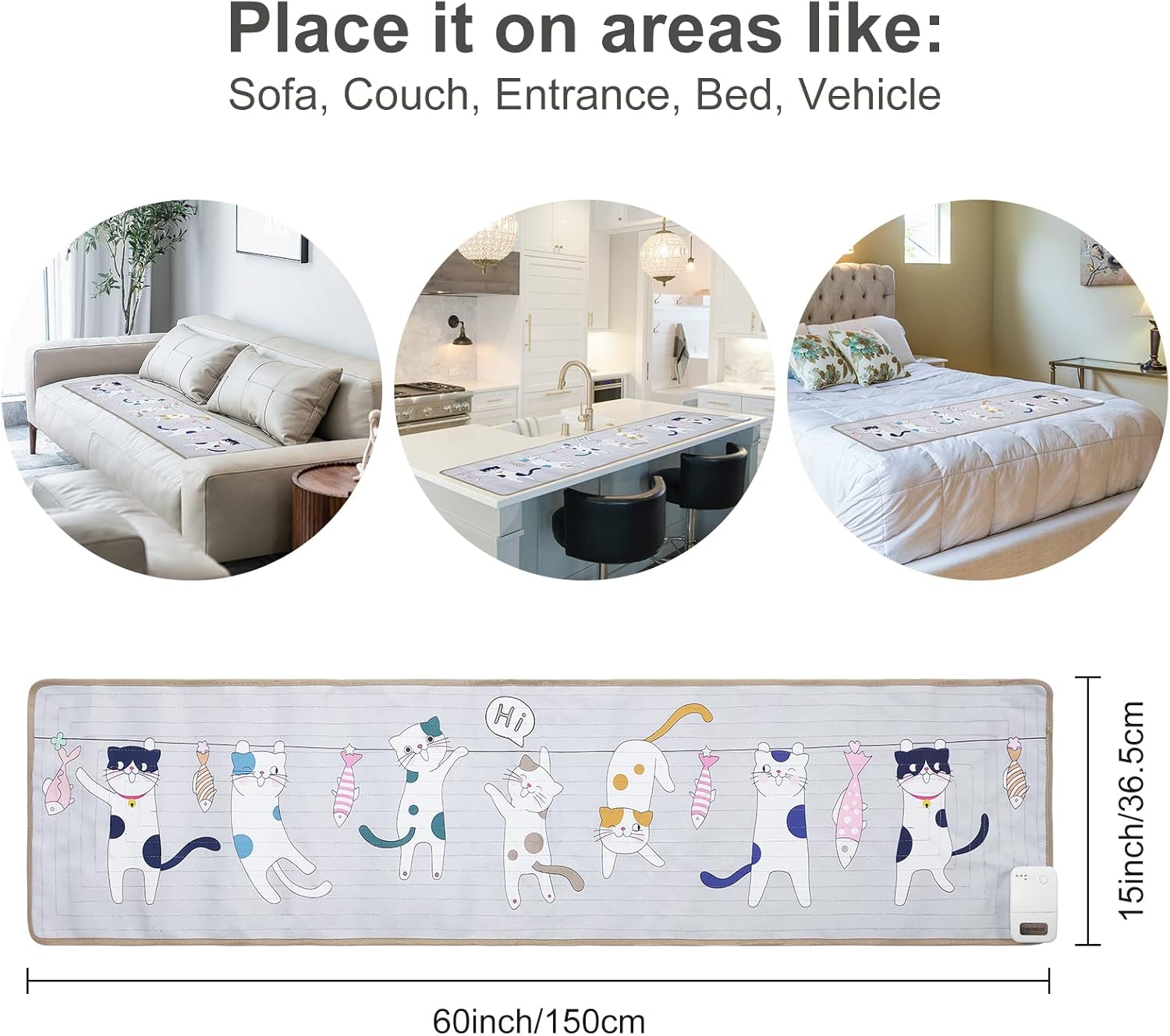 Pet Scat Training Mat, Electric Repellent Mat for Cats and Dogs, Furniture Protector Shock Pad for Couch, Counter, Bed-Cat Pattern : Pet Supplies