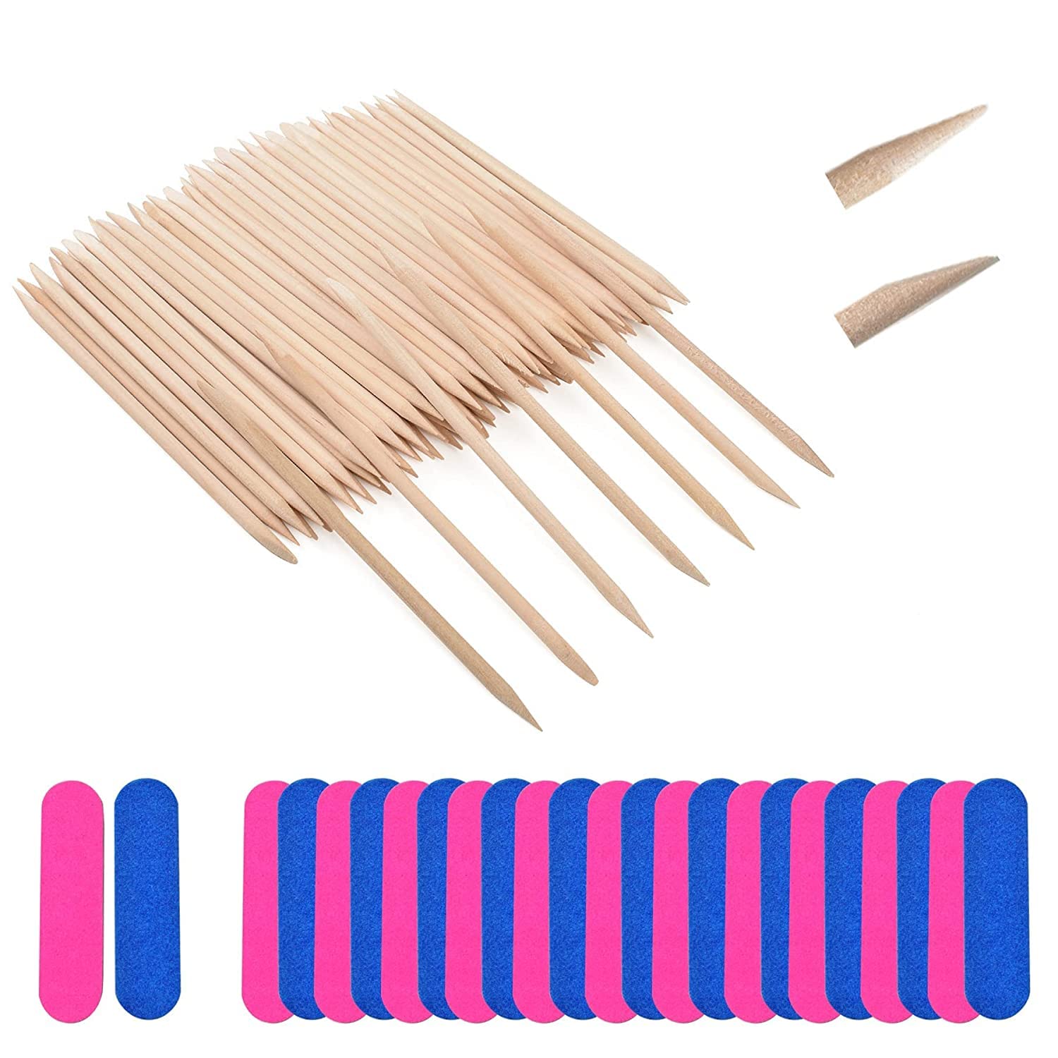 D.B.Z. ® 100 Pieces Nail Art Mini Nail Files Pedicure Tools, Include 100 Pieces Wooden Cuticle Sticks Pusher Remover For Nail Art-image-13
