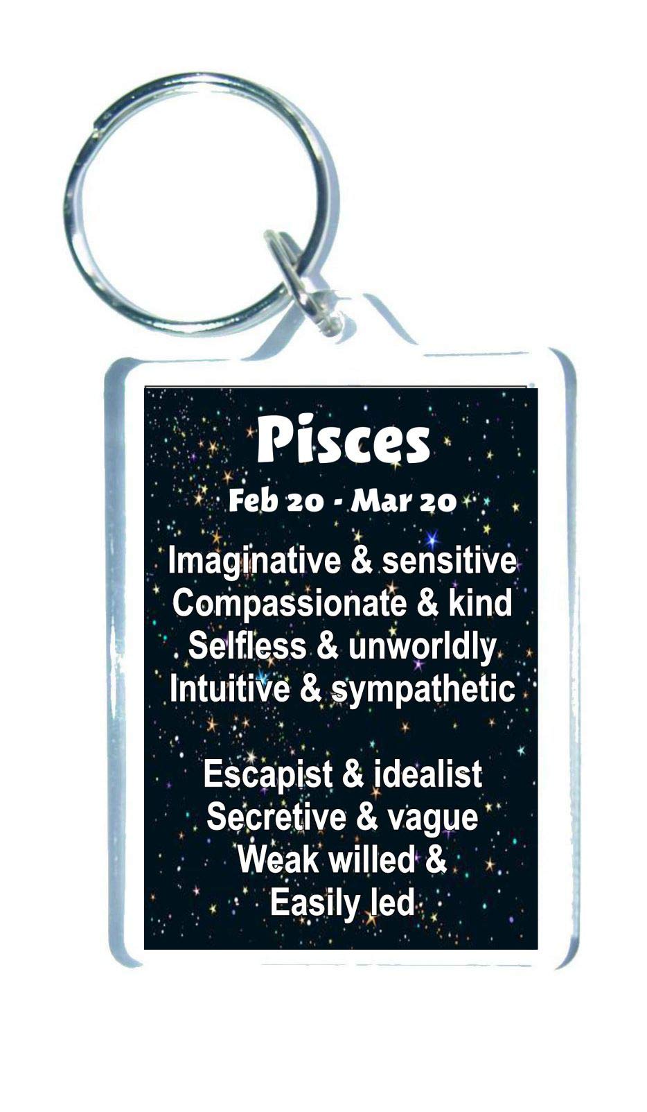 Decalarama Clear Pisces Star Sign Keyring - Zodiac Horoscope Astrology - Novelty Gift Present