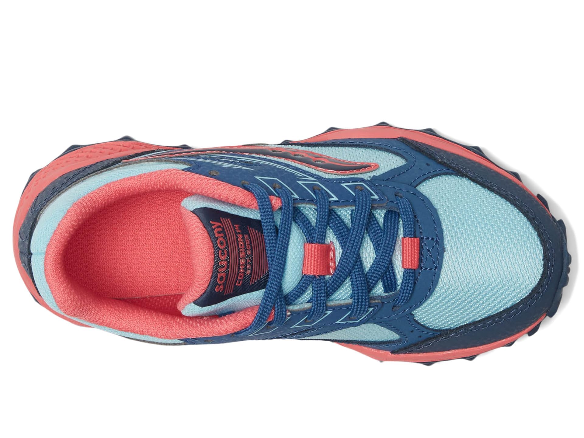 Saucony Cohesion TR14 LTT Trail Running Shoe (Little Big Kid) Sneaker, Aqua/Coral, 1.5 US Unisex
