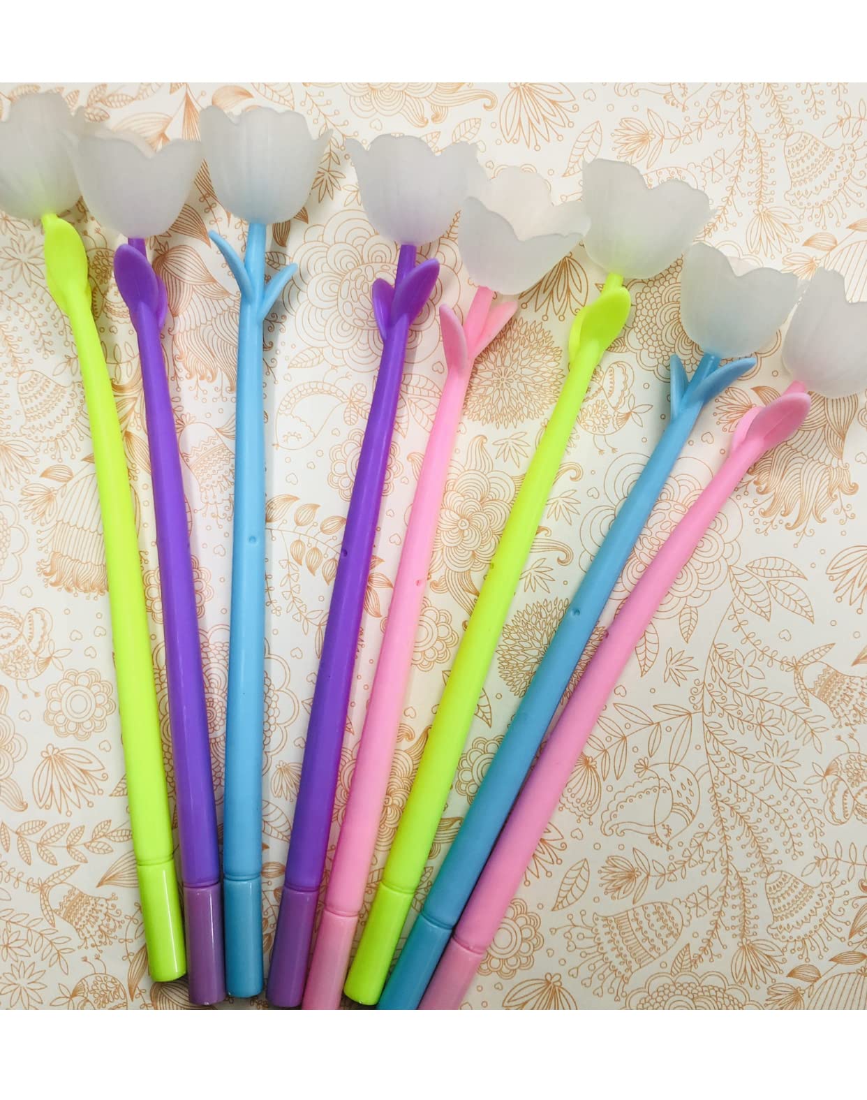 Buy Paaroots Silicon Creative Colourful Flower Set of 7 Gel Ink Pen for Nature Lovers Online at