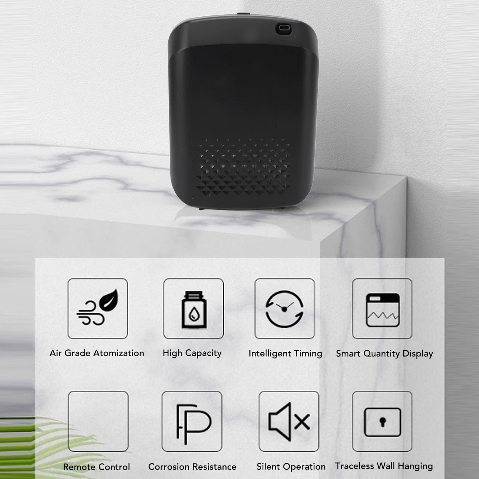 Difusor de aceites esenciales con Bluetooth, máquina de aromaterapia inteligente, gran capacidad de 400 ml, montado en la pared, control Bluetooth, 5 velocidades para el hogar, hotel,Black