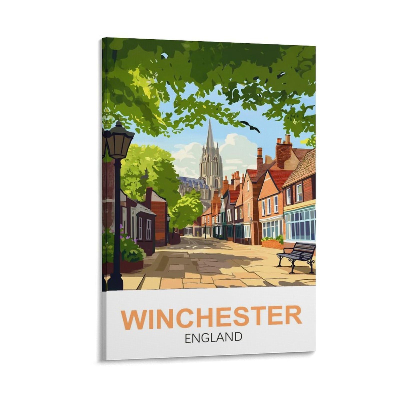 Xllyxygjq Frame-Style Winchester England Vintage Travel Poster 08X12inch(20X30cm) Canvas Wall Art Poster Print Artwork Painting Picture For Home Decoration Living Room Office Bedroom