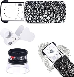 Jewelry Loupe, 3pcs Hobby Tool Magnifiers 30X 60X 90X UV LED Loupe Magnifier Foldable Magnifier for Gems, Jewelry, Coins