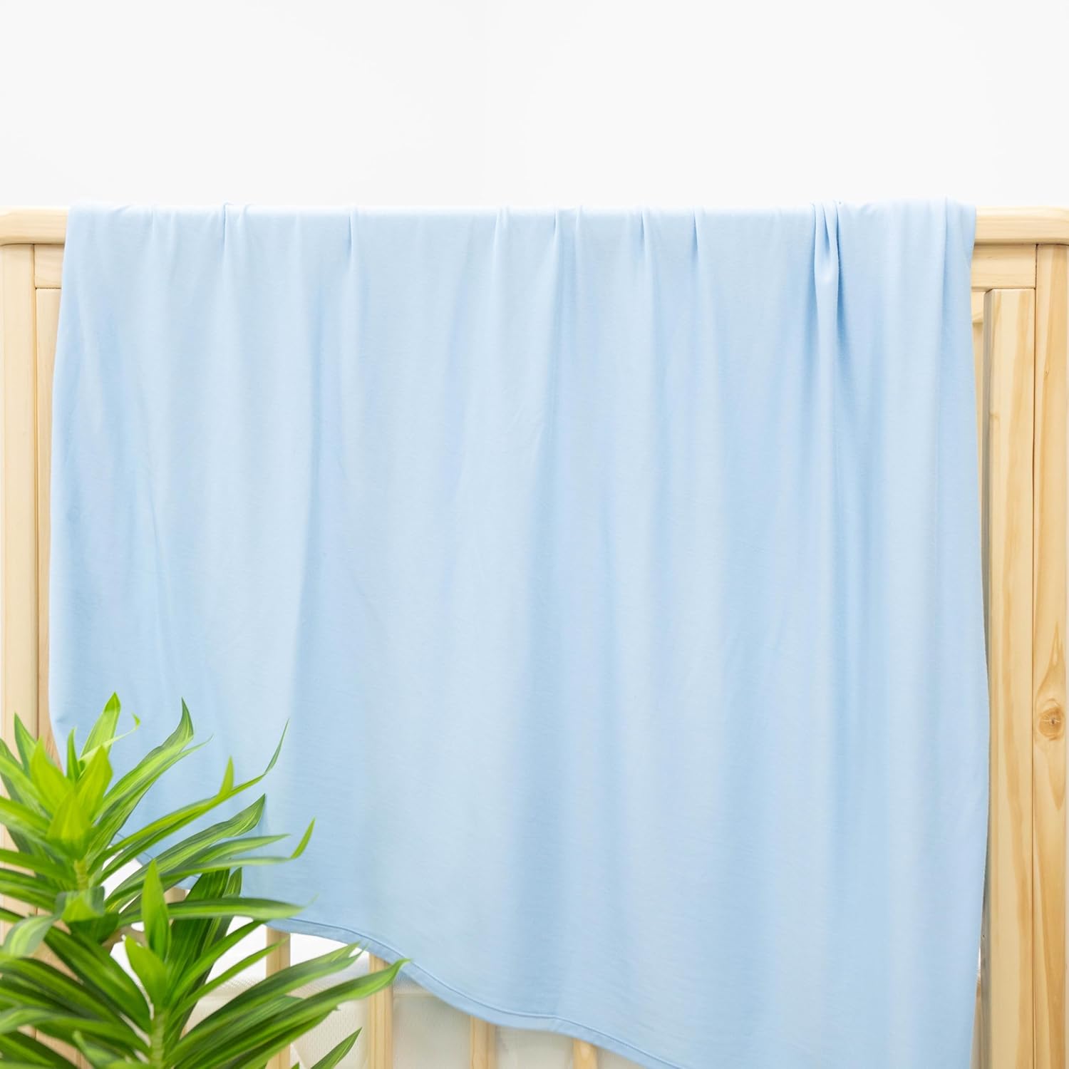 Baby Swaddle Blanket 46x46in – Soft Breathable Lightweight Stretchy Receiving Blanket for Unisex Newborn, Blue Bell