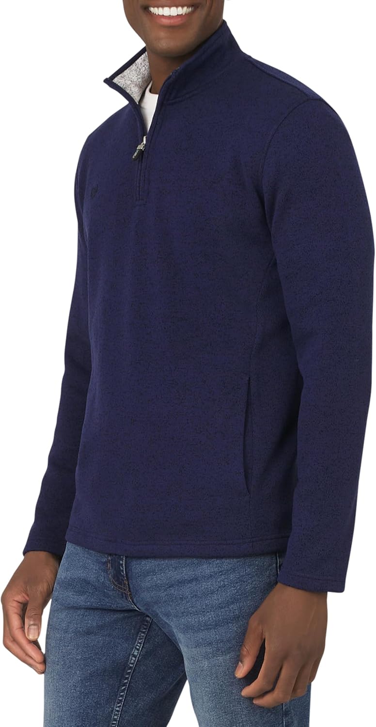 Chaps Men's Regular Fit Long Sleeve Midweight Quarter Zip Fleece Pullover Sweater (S-XXL)