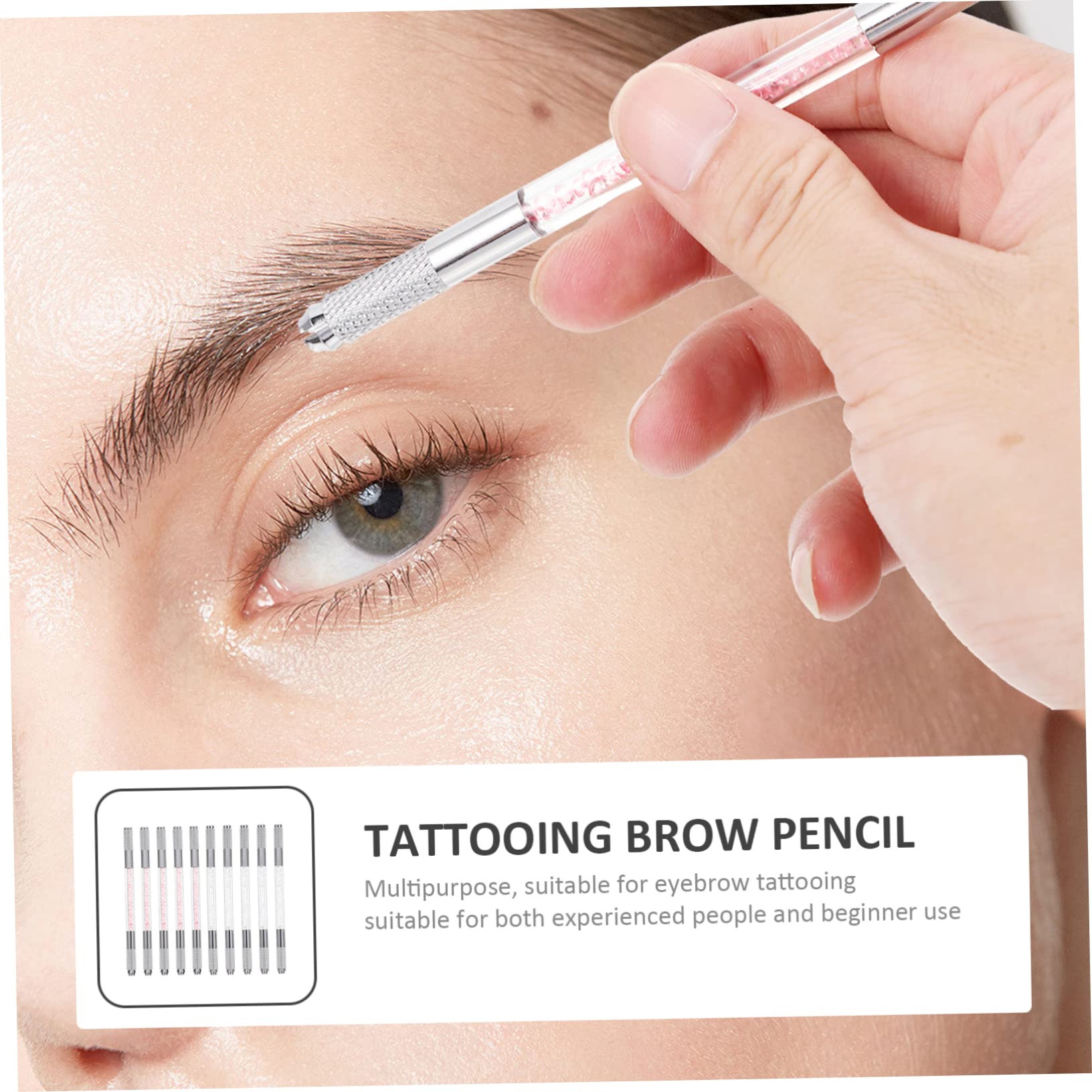 Penna Per Microblading e Matita Per Sopracciglia Tatuata Set Da 10 Pezzi Doppia Punta Decorata Per Trucco Naturale Per Appassionati e Principianti Del Tatuaggio Sopracciglia