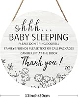Vista 2 de Letrero de sueño de bebé para puerta delantera, de 12 x 12 pulgadas, con texto en inglés "Please Do Not Ring", colgador de puerta de madera