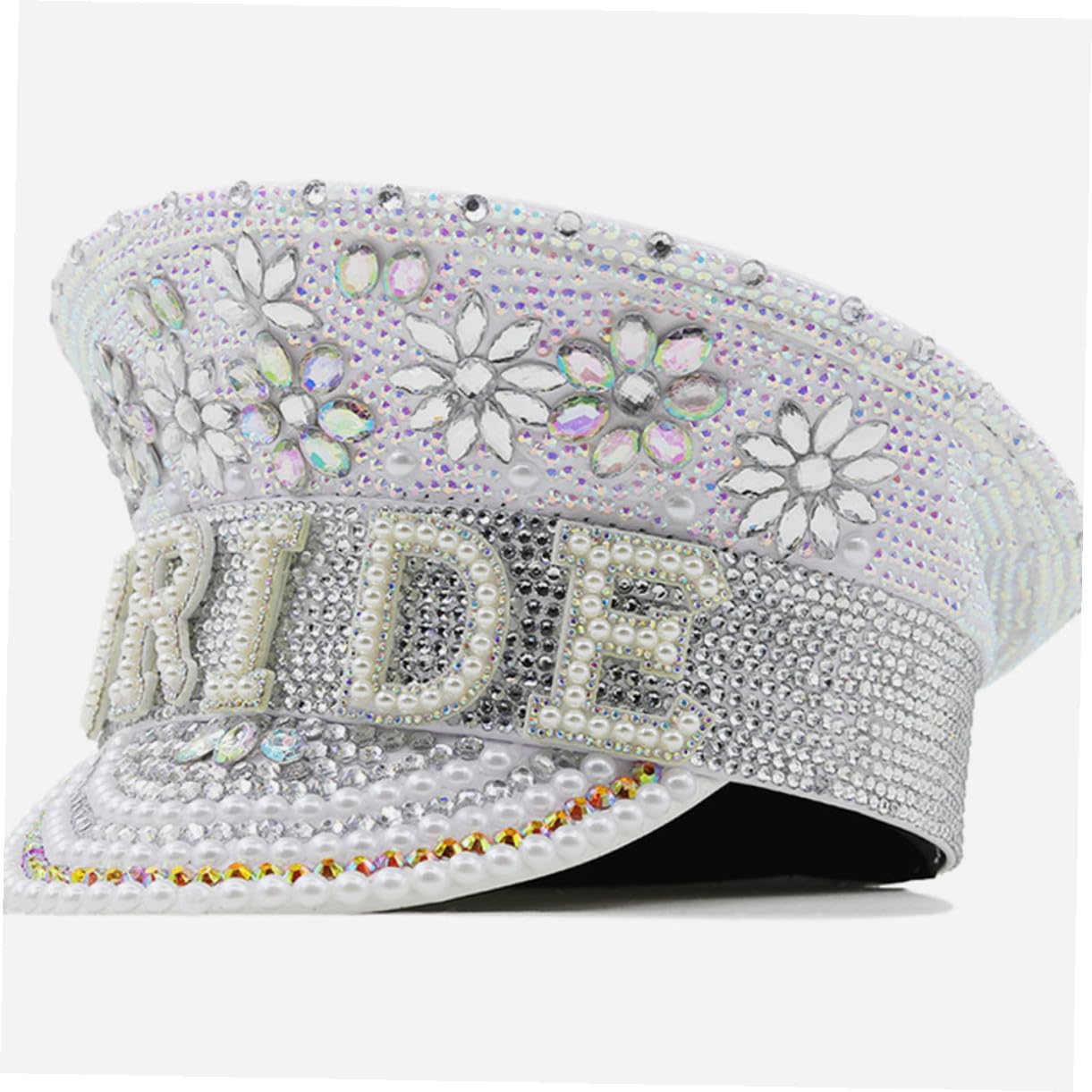 jojofuny Sombrero de Capitán Brillantes para Novia Talla Única Ajustable Adecuado para Despedidas de Soltera Bodas y Fiestas Obsequios