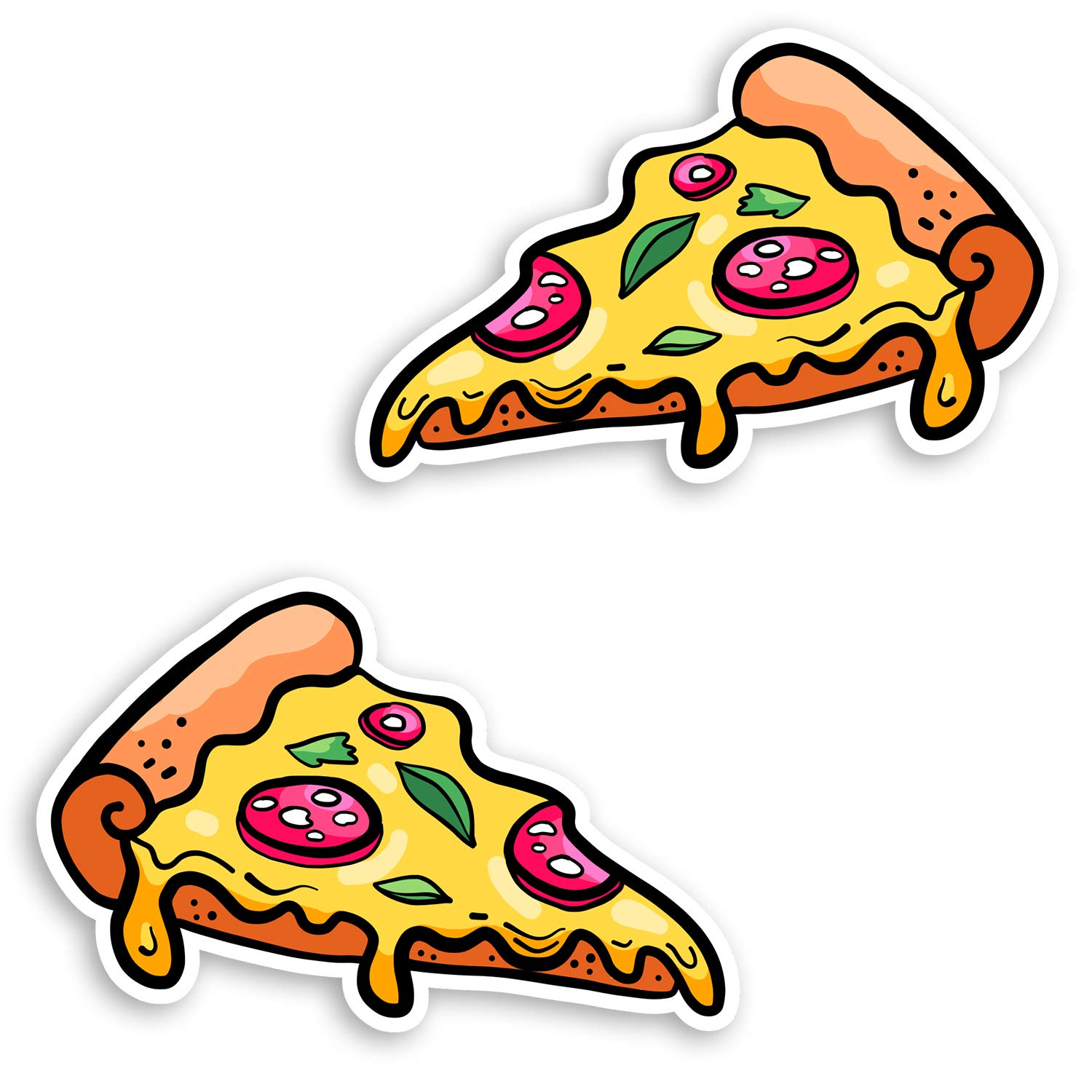 Destination Vinyl Ltd Multi 2 X 10Cm Pizza Slice Vinyl Stickers - Junk Food Funny Kids Laptop Sticker #30037 (10Cm Wide)