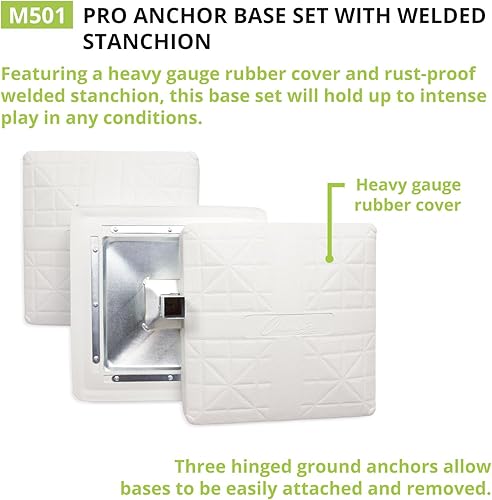 Miniatura 2 de Champion Sports Juego de base de béisbol profesional anclada con puntal soldado, para todos los niveles de béisbol y sóftbol, juego de 3 bases y