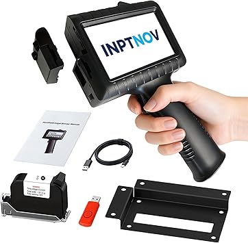 Handheld Inkjet Printer for Logo Batch Number Expiration Date Barcode Serial Number on Anything Glass Farbic Wood Plastic Cardboard Metal Clothes,42ml Fast Dry Ink,Last 16H,0.5 Inch Nozzle