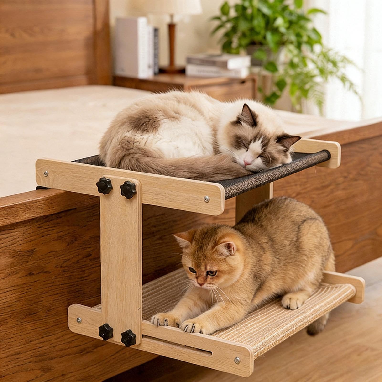 Posadero para gato en repisa de ventana Hamaca flotante para mascotas de | Estante tipo percha para gato para casa de campo, apartamento, salón, dormitorio, balcón, estudio, mesita de noc