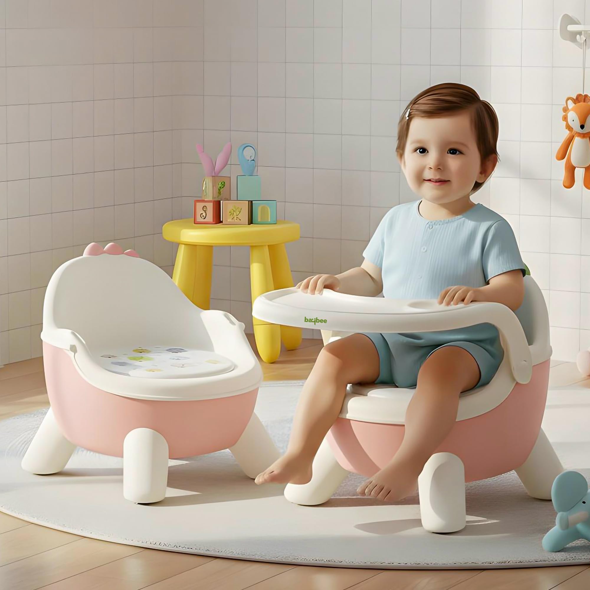 Baybee Booster Chair for Baby with Removable Dining Tray & Cushion | Stable & Sturdy Booster Chair for Feeding, Dining & Playtime | Portable Toddler Booster Seat for Home & Travel (Pink)-image-27