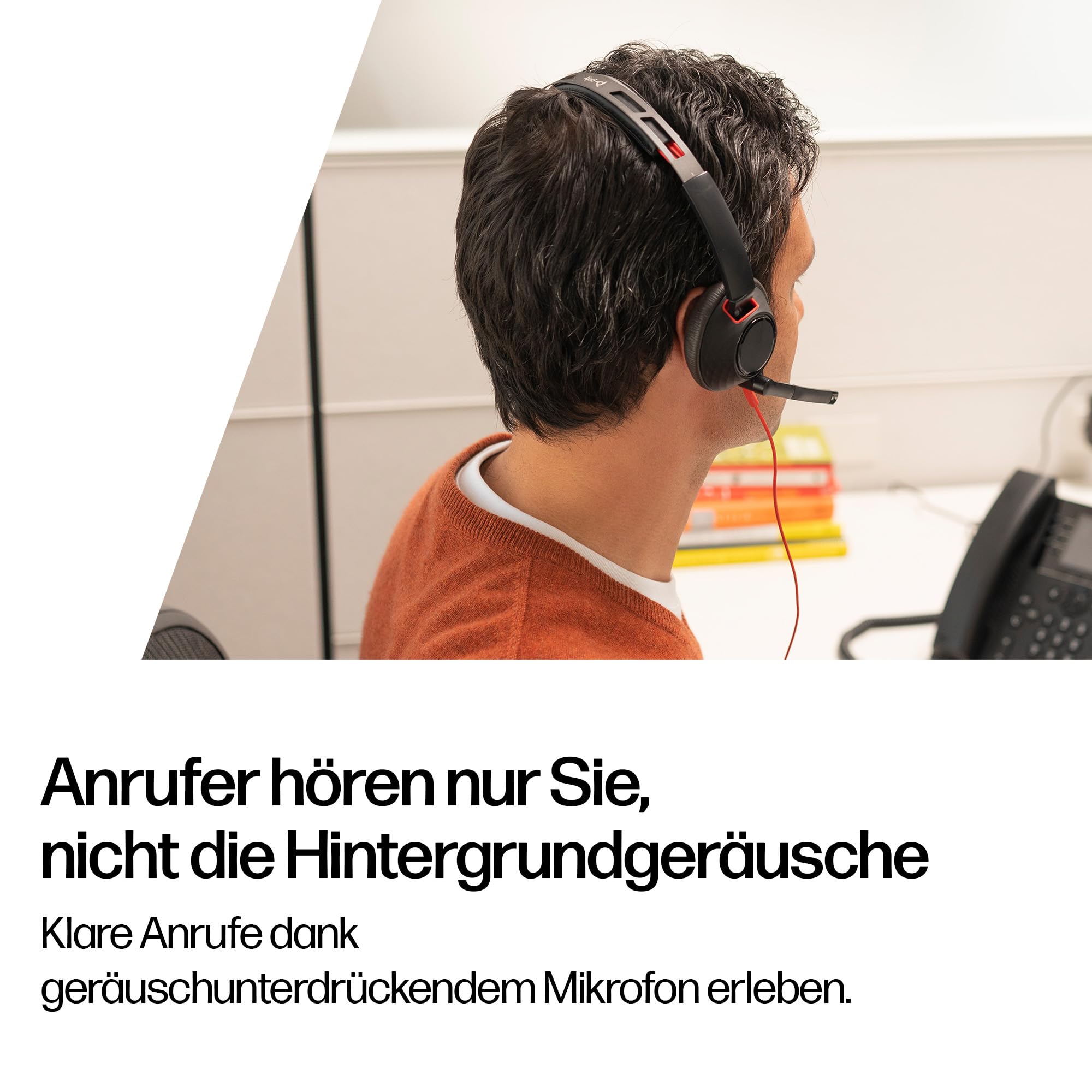 Poly Blackwire 5220 schnurgebundenes Headset, Flexibler Mikrofonarm mit Noise Cancelling, Ergonomisches Design, Verbindung mit PC/Mobilgeräten über USB-C, USB-A oder 3,5 mm, Teams/Zoom kompatibel
