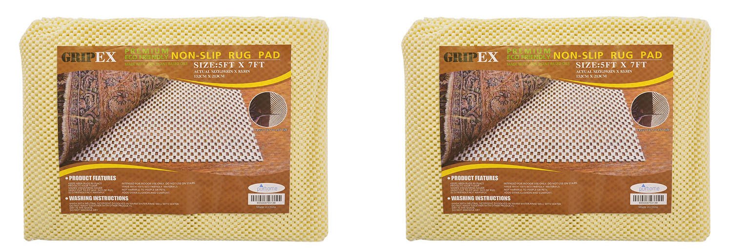 GripEx, 2 PCS 5' x 7' Value Pack : Non-Slip Non-Skid Rug Pad for Area Rugs and Runners Eco Friendly Made with 100% Plant Based Oils Grip-Ex (2 PCS 5' x 7' Value Pack)