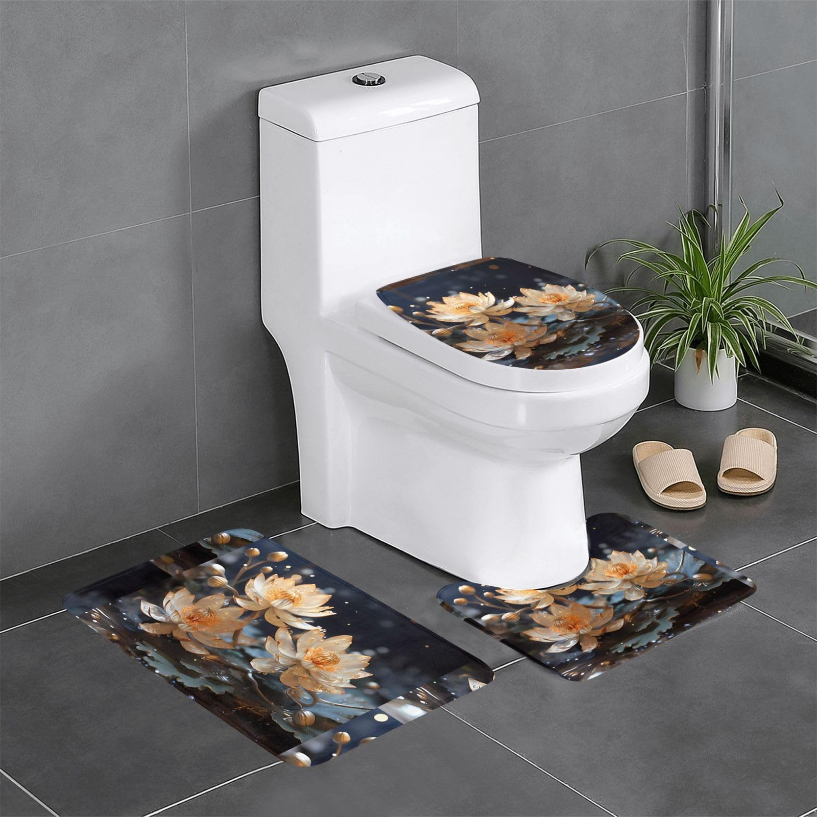 Tapis de bain lotus blanc bohème pour créer une ambiance spa relaxante chez soi