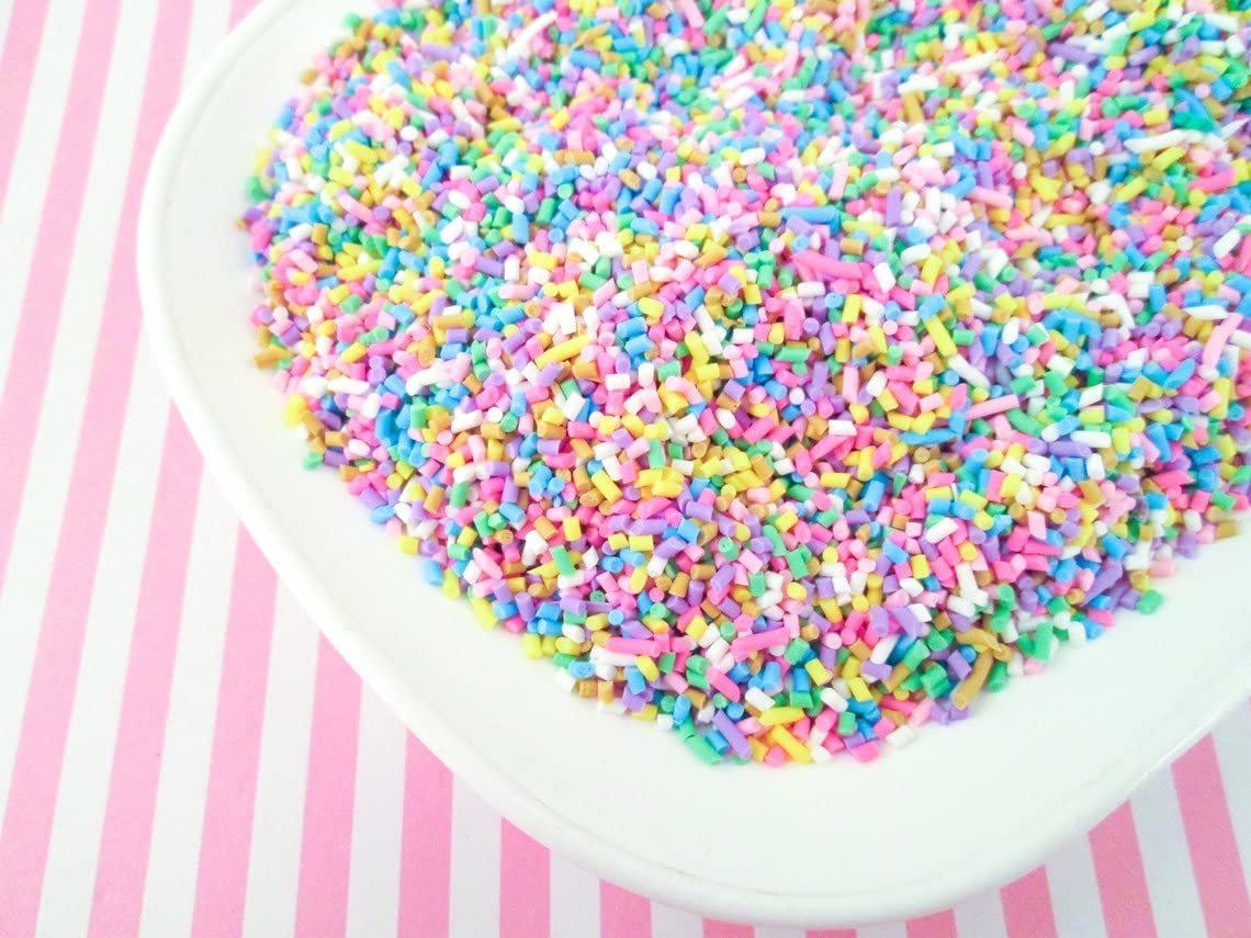 Polymer Clay Fake Faux Sprinkles, Cute Decoden Rainbow Funfetti Jimmies jocad (Bag: 30 Grams)