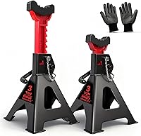 SENKEYFE 3 Ton Jack Stands (6,600 lbs) Pair - Double Pin Lock, Rubber Cover, Large Base, 11-17" Adjustable for SUVs, Trucks, ATVs