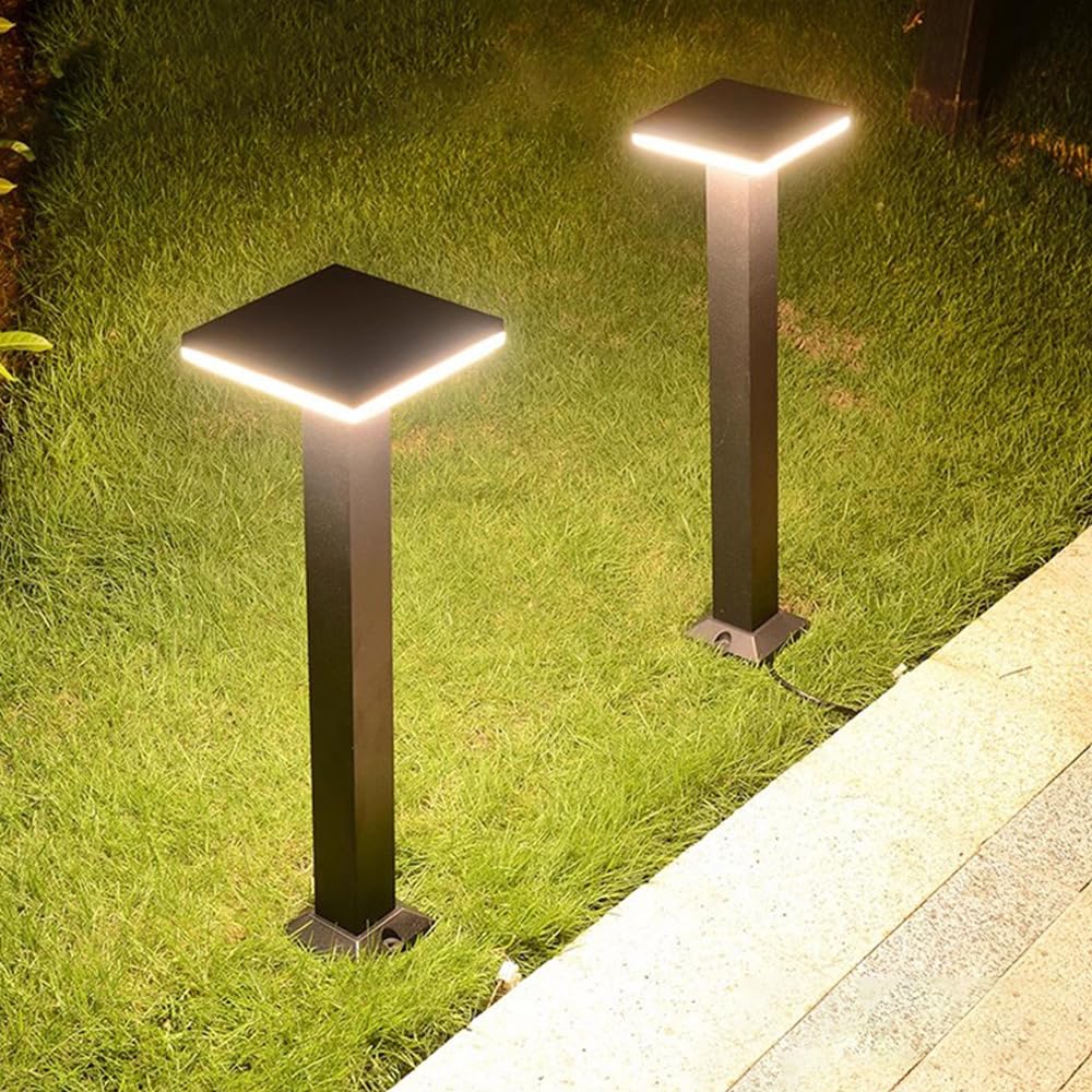 Luz del bolardo del Paisaje, luz Impermeable del j Baliza LED for jardín Exterior, IP65, Resistente al Agua, de Aluminio, Color Negro, Varios tamaños(60CM)