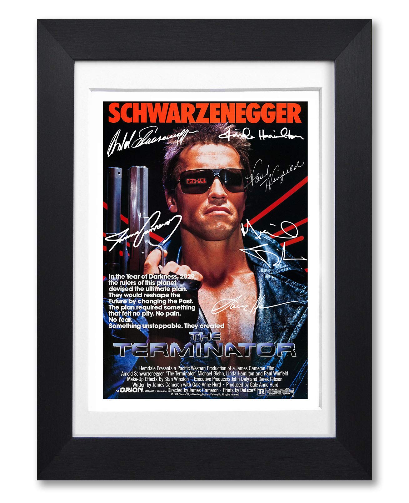 Mounted Gifts A4 Black Framed & Mounted The Terminator Cast Signed A4 Poster Photo Print Framed Autograph Gift Movie Film (A4 Black Framed & Mounted)