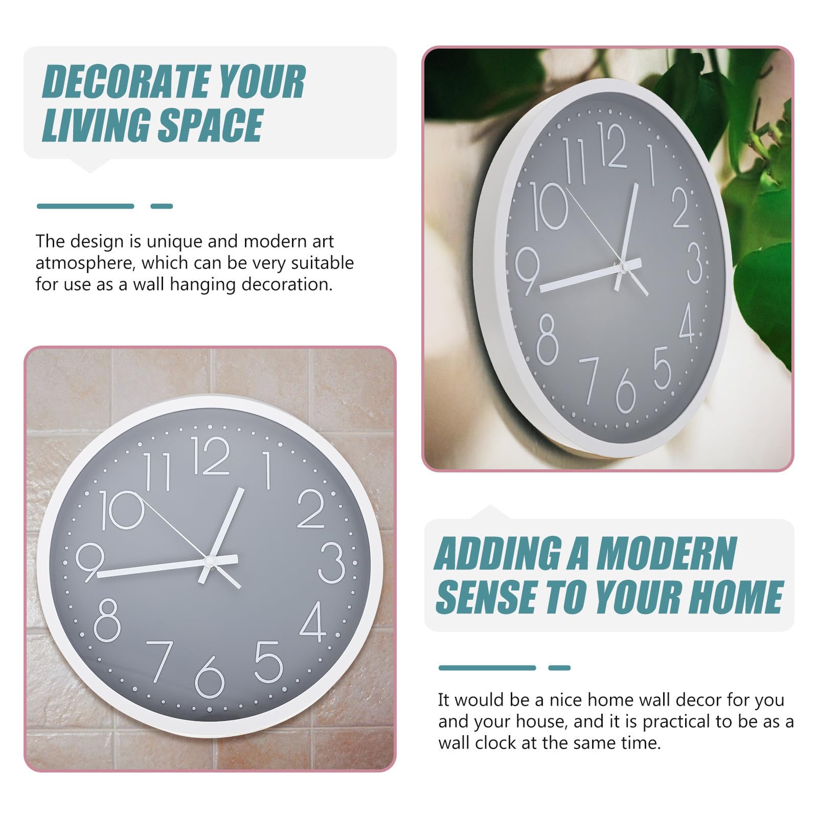 Reloj de Pared Silencioso Simple para Habitación Infantil Decorativa