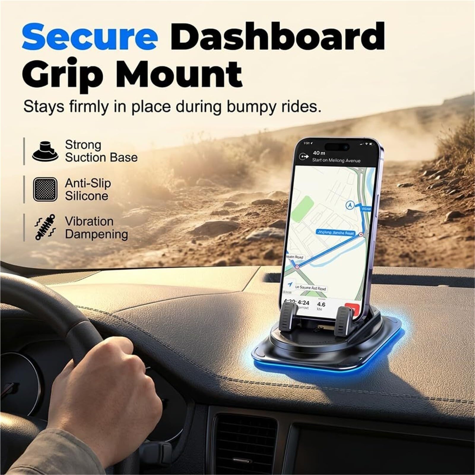 Supporto for cellulare da cruscotto con rotazione a 360 gradi e clip
