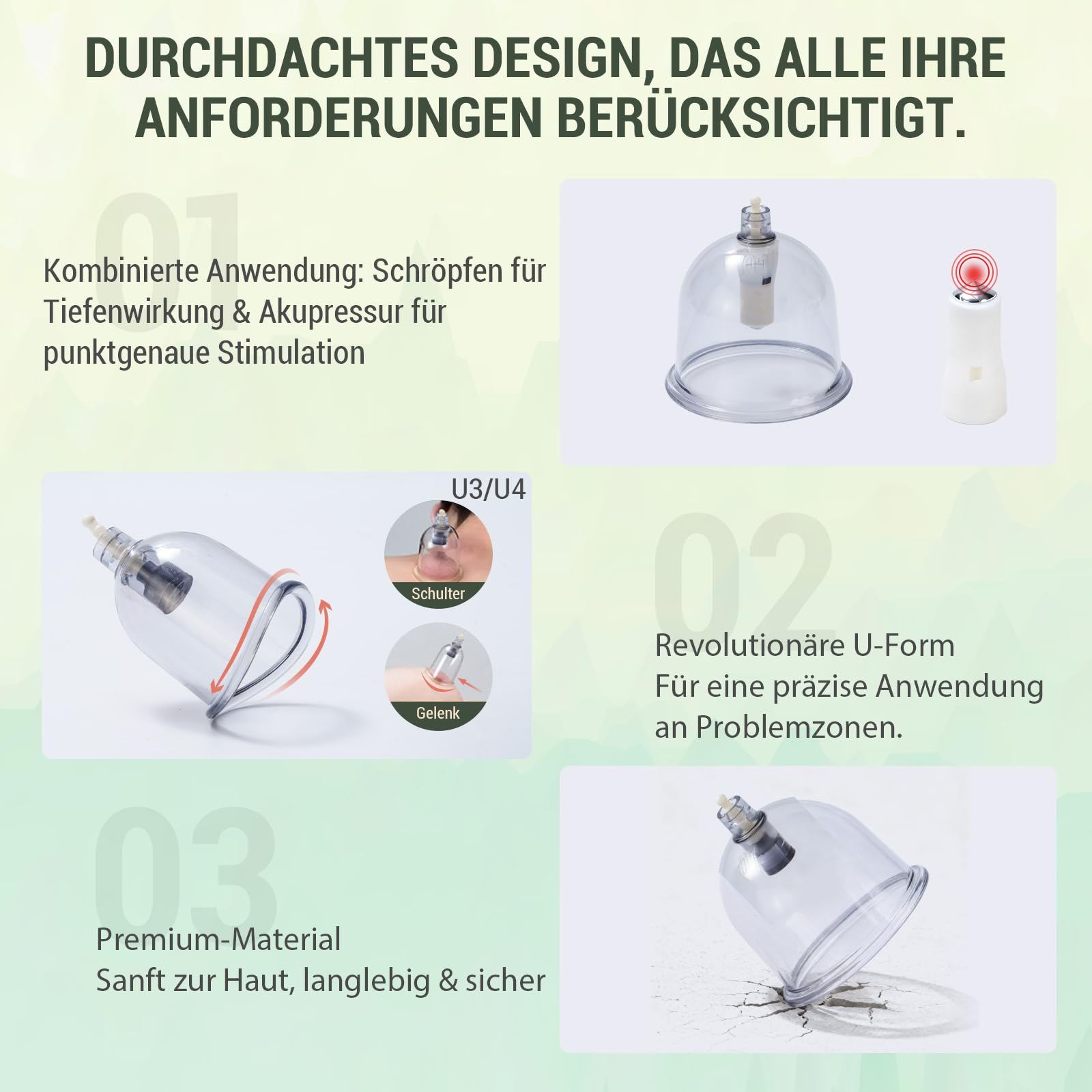 24PC Ventouse Hijama - Appareil de Massage pour Drainage Lymphatique, Anti-Âge et Éclat de la Peau, Ventouses Anti-Cellulite - Soulagement Musculaire & Détente, Ventouses à Pompe pour Jambes & Corps