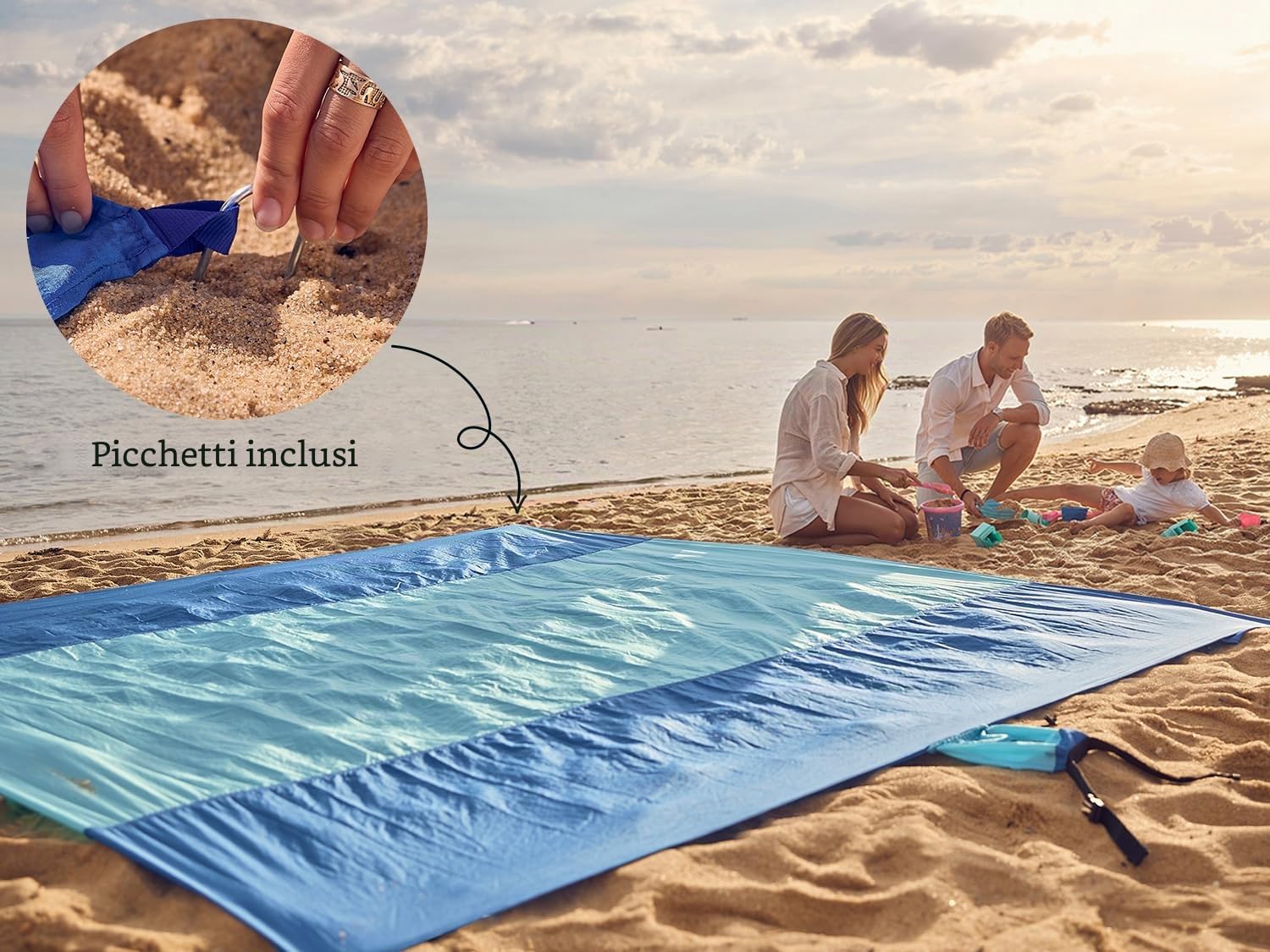 Wekapo Coperta da spiaggia senza sabbia, extra large oversize 25,4 x 2,4 cm, per 7 adulti, tappetino da spiaggia grande e compatto, tappetino a prova di sabbia, ad asciugatura rapida, leggero e