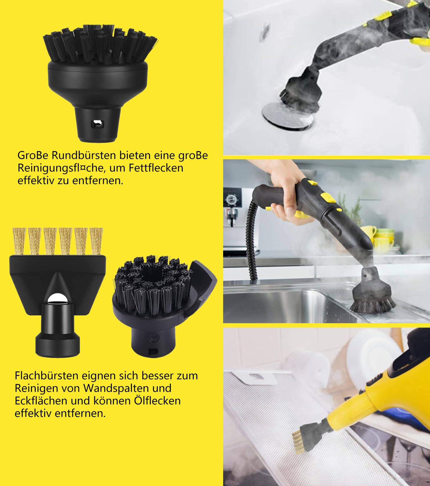 15pcs pour nettoyeur vapeur Karcher SC3 SC1 SC5 SC4 SC2 Accessoires, compatible nettoyeur vapeur Kärcher SC5 SC3 SC1 SC4 SC2 accessoires buse allongée, buse incurvée, brosse ronde, chiffon en