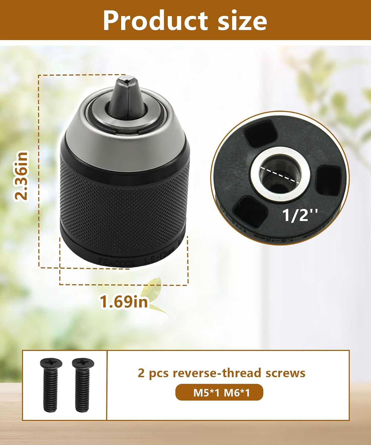 N092054 Keyless Chuck with Left Hand Chuck Screws | Fits for DEWALT DCD780 DCD780B DCD780C2 DCD780C2-B2 DCD785 DCD785C2 DCD785C2-B2 Drill