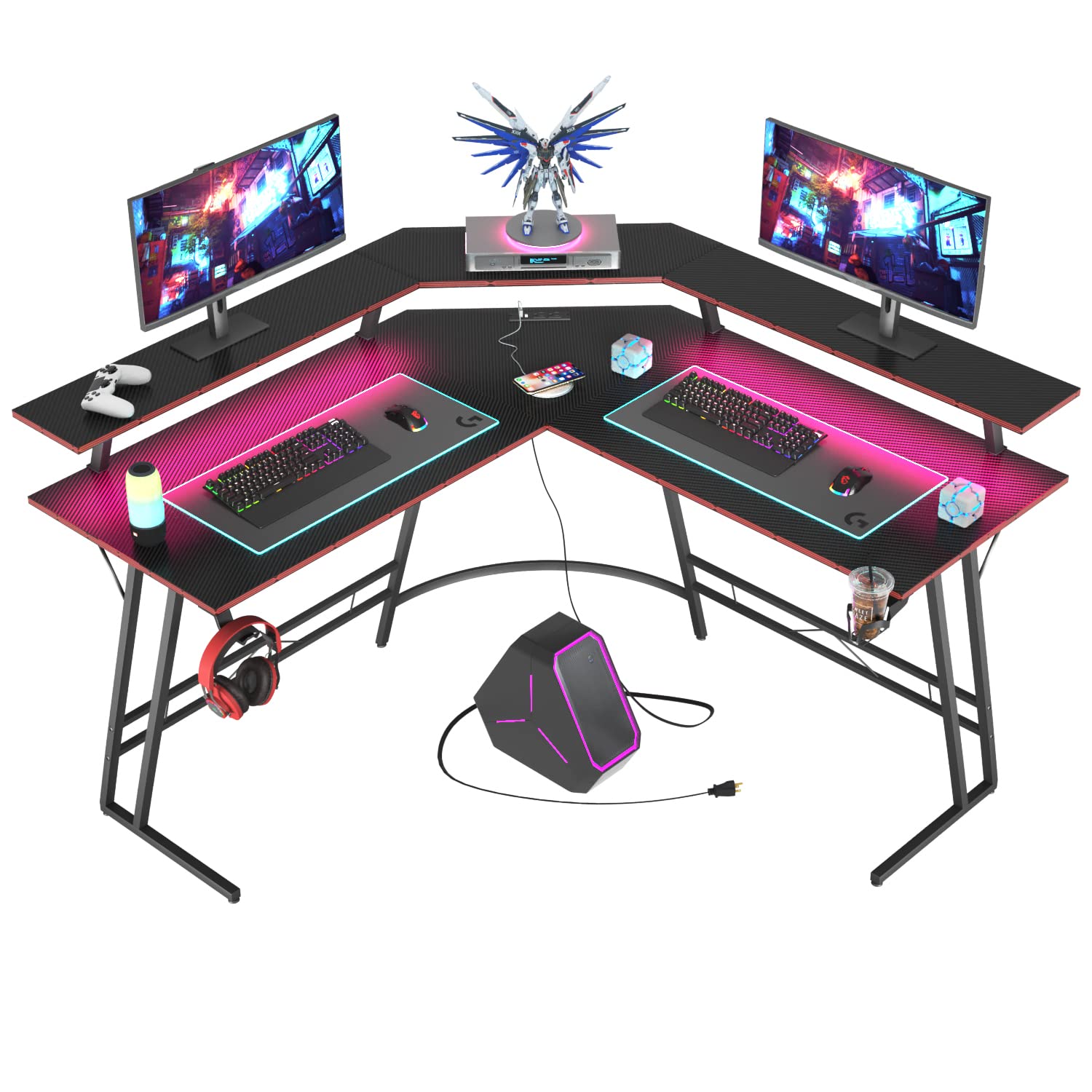 Buy Homall Gaming Desk, L Shaped Computer Desk with LED Lights & Power