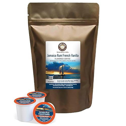 Aroma Ridge Jamaica Ron - Cápsulas individuales de café con sabor a vainilla francesa, 12 unidades, tostado medio